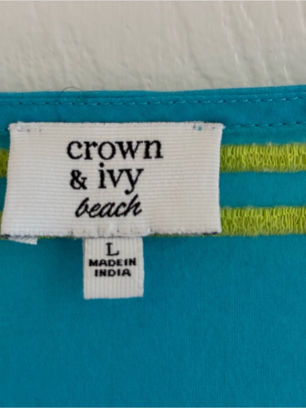 Turquoise Tunic with Lime Green Embroidery - Picture 4 of 5